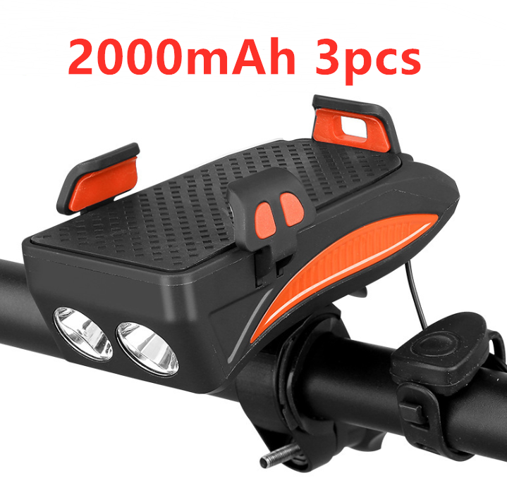 Motorcycle Bicycle Phone Holder Support Charging For Cell Phone With Bike Bell Power Bank Bicycle Front Lamp Flashlight - Fashionner