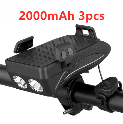 Motorcycle Bicycle Phone Holder Support Charging For Cell Phone With Bike Bell Power Bank Bicycle Front Lamp Flashlight - Fashionner