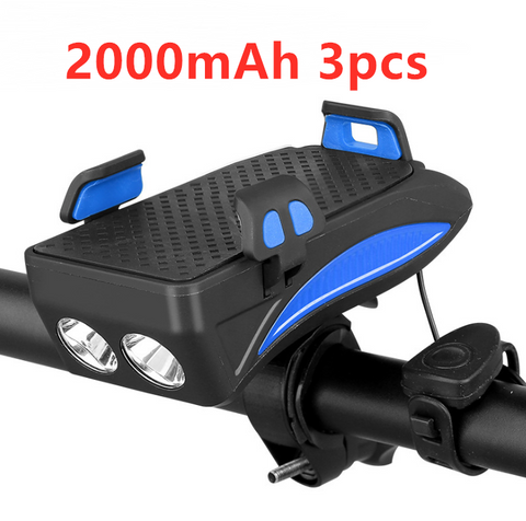 Motorcycle Bicycle Phone Holder Support Charging For Cell Phone With Bike Bell Power Bank Bicycle Front Lamp Flashlight - Fashionner