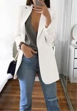 Blazer cardigan fin à revers élégant