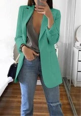 Blazer cardigan fin à revers élégant