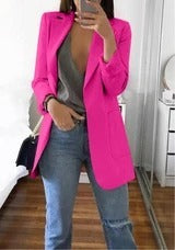 Blazer cardigan fin à revers élégant