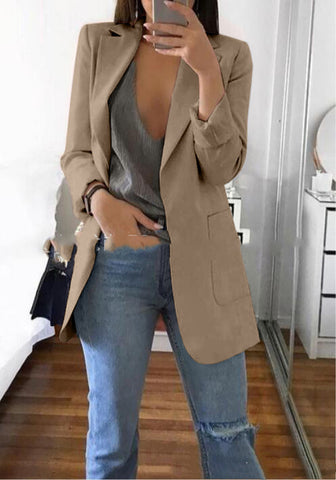 Blazer cardigan fin à revers élégant