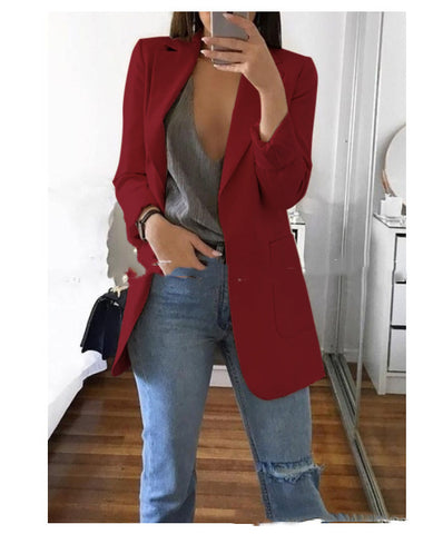Blazer cardigan fin à revers élégant