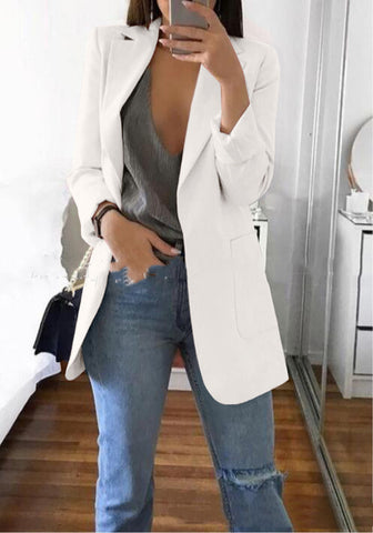 Blazer cardigan fin à revers élégant