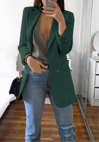Blazer cardigan fin à revers élégant