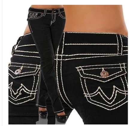 Trousers Jeans For Women Pants Solid White Style Slim Blue - Fashionner