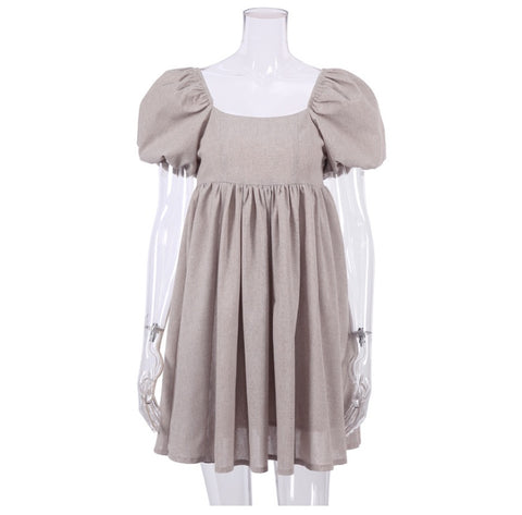 Robes Femme Col Carré Manches Bouffantes Mini Robe