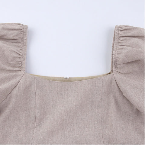 Robes Femme Col Carré Manches Bouffantes Mini Robe