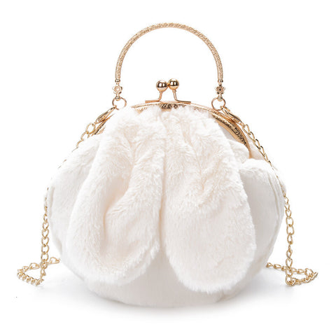 Plush Bag Faux Fur Rabbit Ear Clip