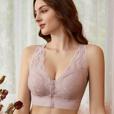 Soutien-gorge en dentelle à boutonnage avant, soutien-gorge zippé, débardeur, sous-vêtements