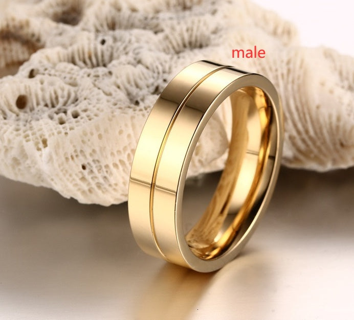 Simple titanium steel couple ring