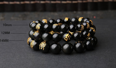 Bracelet en Obsidienne Naturelle Bracelet Vent Ethnique Bracelet Couple