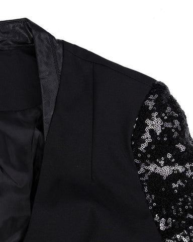 Femmes Veste Mince Manteau Printemps Automne Manches Longues Revers Mode Argent Noir Paillettes Élégant Slim Travail Blazers Costume féminin