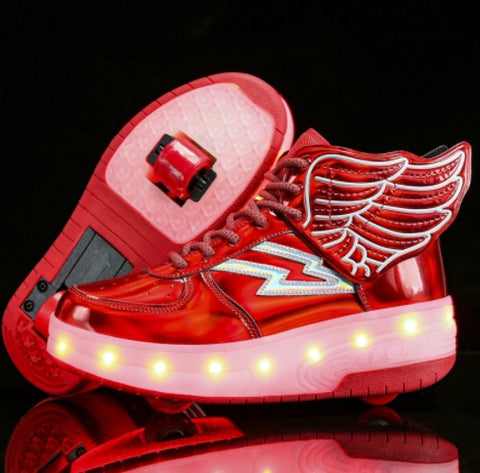 Chaussures à roulettes lumineuses à double roue pour étudiant