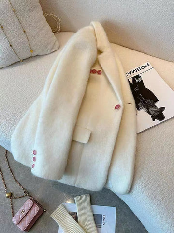 Blazer doux en polyester et mohair