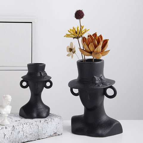 Corps de vase en céramique, forme artistique nordique, décoration hydroponique, fleur blanche créative