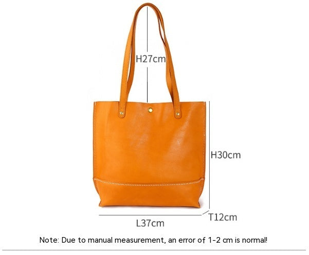 Top Layer Cowhide Handbag Korean Casual Large Capacity Women's Shoulder Bag - Fashionner