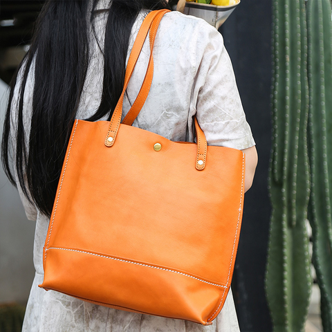 Top Layer Cowhide Handbag Korean Casual Large Capacity Women's Shoulder Bag - Fashionner