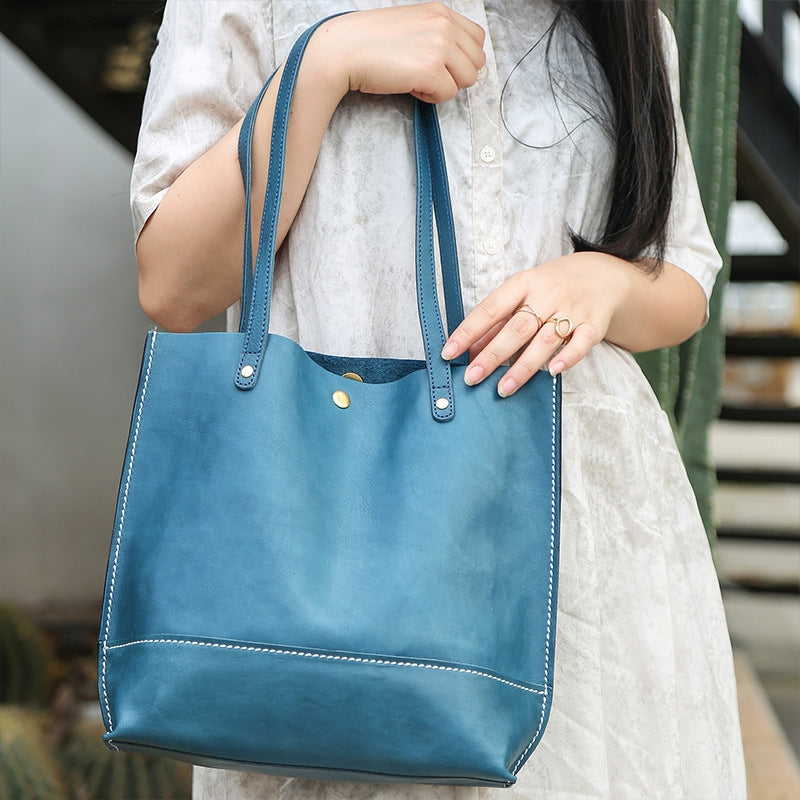 Top Layer Cowhide Handbag Korean Casual Large Capacity Women's Shoulder Bag - Fashionner