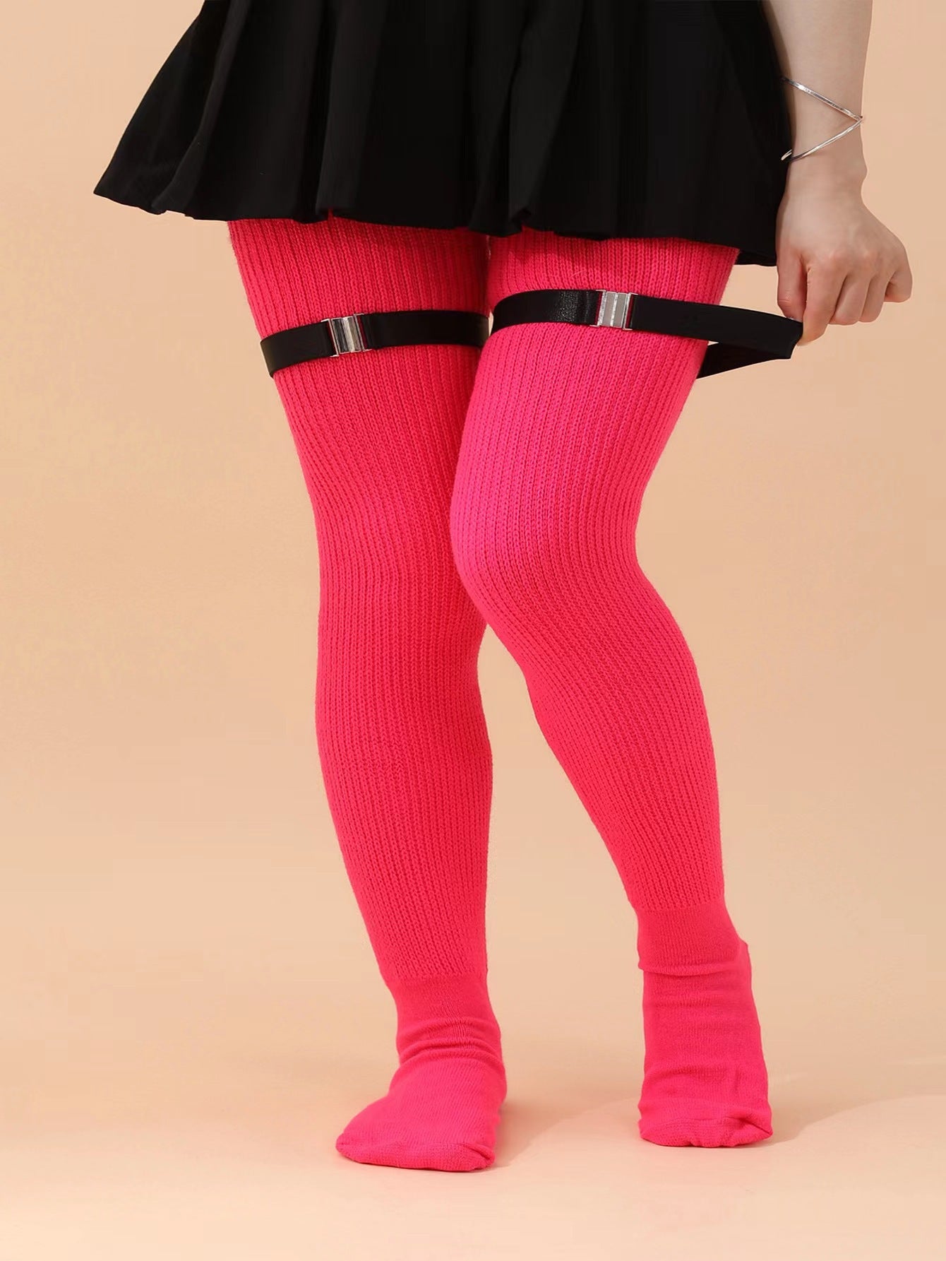 Knee Length Anti Slip Long Tube With Thick Wool Knitted Garter Buckle - Fashionner