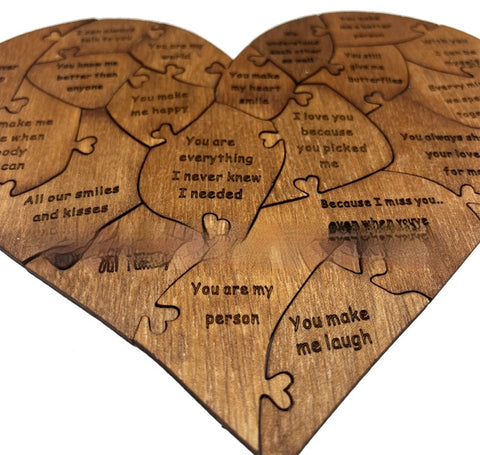 Cadeau "Raisons pour lesquelles je t'aime" - Puzzle en bois en forme de cœur - Puzzle romantique - Cadeau d'anniversaire de mariage pour épouse, mari - Cadeau d'anniversaire, Saint-Valentin