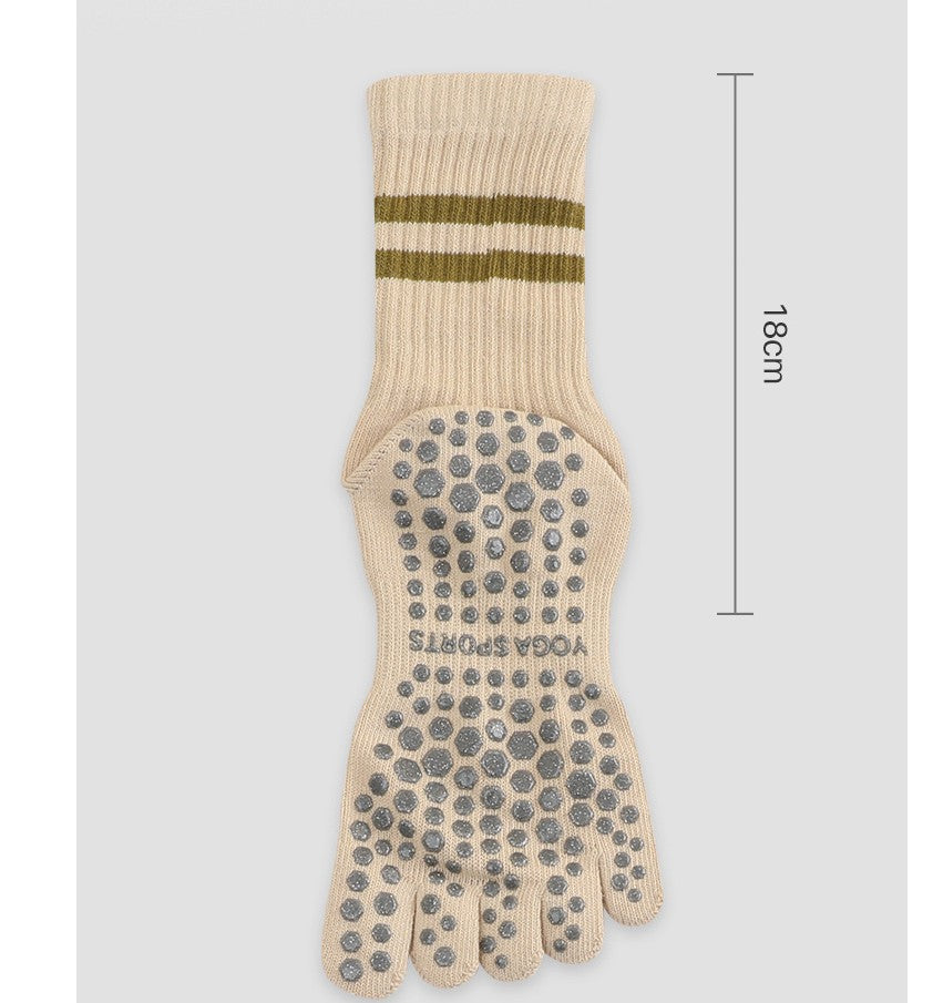 Autumn And Winter Striped Long Tube Yoga Socks Women's Non-slip Mid Tube - Fashionner