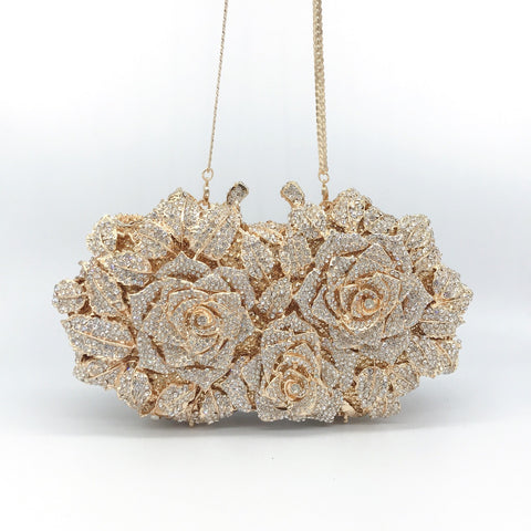 Hollow Rose Diamond Dinner Bag - Fashionner