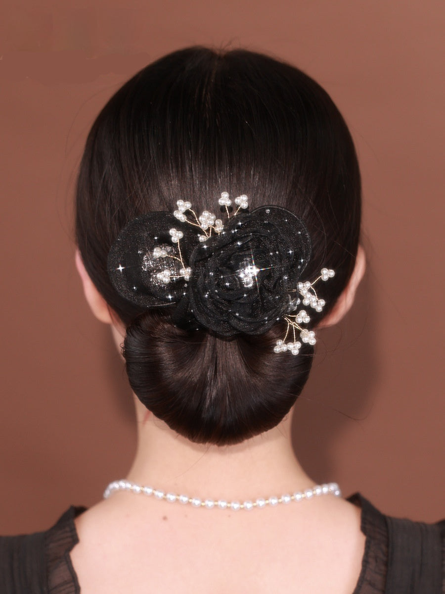 Buy Starry Sky Flower Style Updo Topknot Hair Clip Black Exquisite Headdress online at Fashionner.
