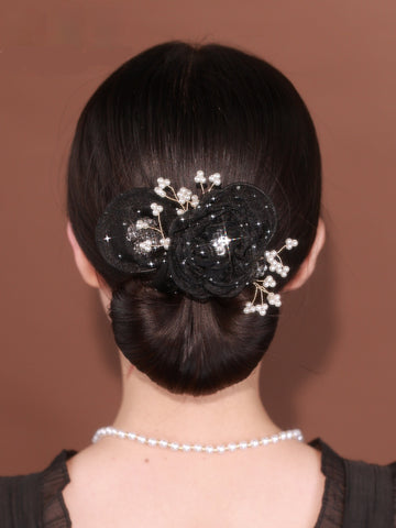Buy Starry Sky Flower Style Updo Topknot Hair Clip Black Exquisite Headdress online at Fashionner.