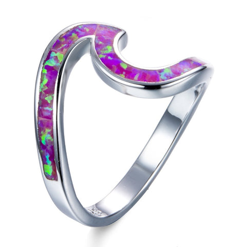 Female White Fire Opal Ring White Gold Full Beads Zircon Ring