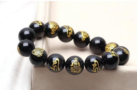 Bracelet en Obsidienne Naturelle Bracelet Vent Ethnique Bracelet Couple