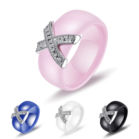 Bague Couple Bagues Céramique Noire et Blanche X