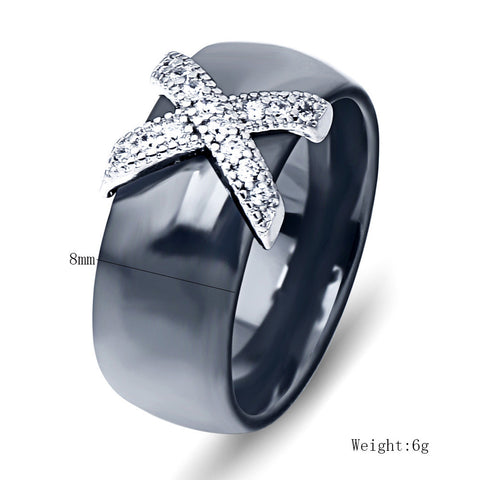 Bague Couple Bagues Céramique Noire et Blanche X