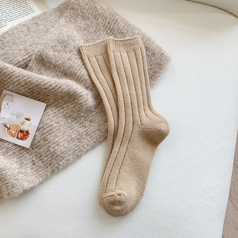 Solid Color Wool Socks Children - Fashionner