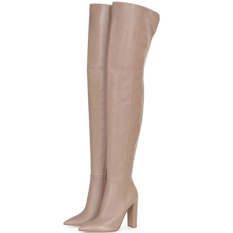 Pointed Snakeskin High Over The Knee Boots Plus Size - Fashionner