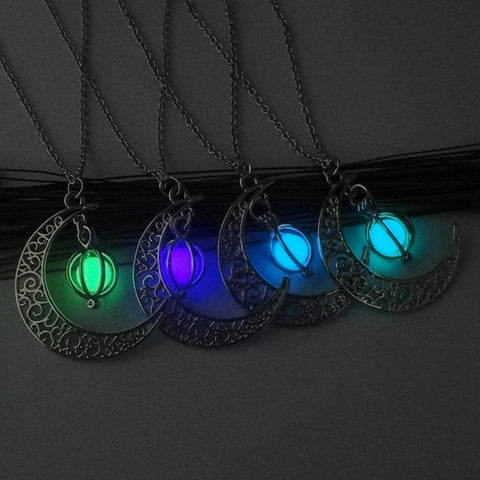 Fashion Moon Natural Glowing Stone Healing Necklace Women Gift Charm Luminous Pendant Necklace Jewelry - Fashionner