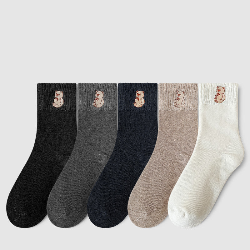 Women's Fashion Terry Padded Warm Solid Colour Socks - Fashionner