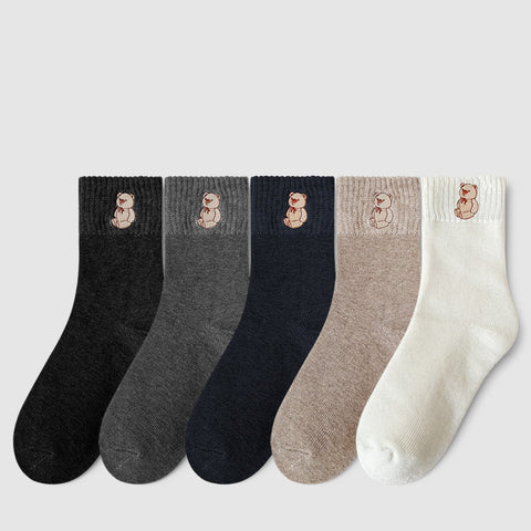 Women's Fashion Terry Padded Warm Solid Colour Socks - Fashionner