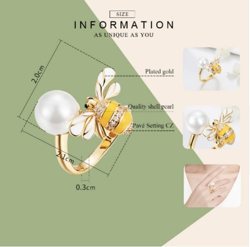 Bee-studded lady ring