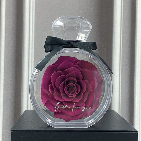 Ornements naturels de fleurs éternelles Housse transparente Boîte cadeau de roses séchées pour Noël Nouvel An Saint-Valentin Décoration intérieure