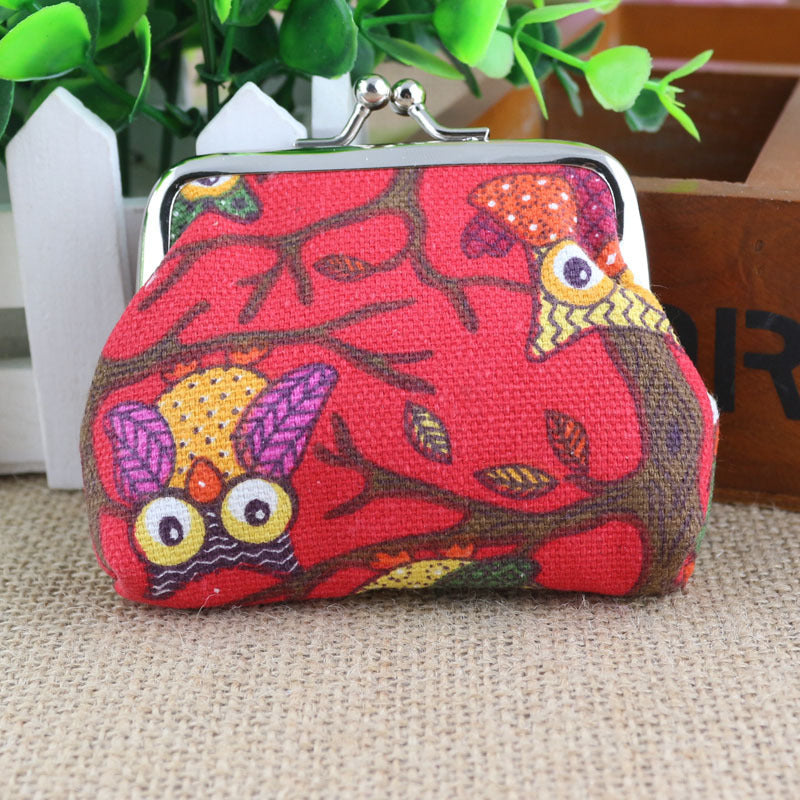 Korean lovely small zero purse lady canvas owl cartoon children coin bag Yiwu small purse wholesale