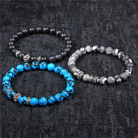 Bracelet en perles de pierre volcanique pour couple et yoga