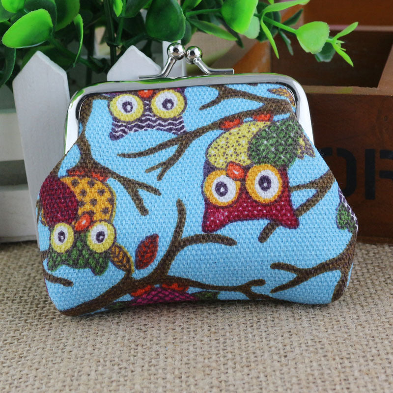 Korean lovely small zero purse lady canvas owl cartoon children coin bag Yiwu small purse wholesale