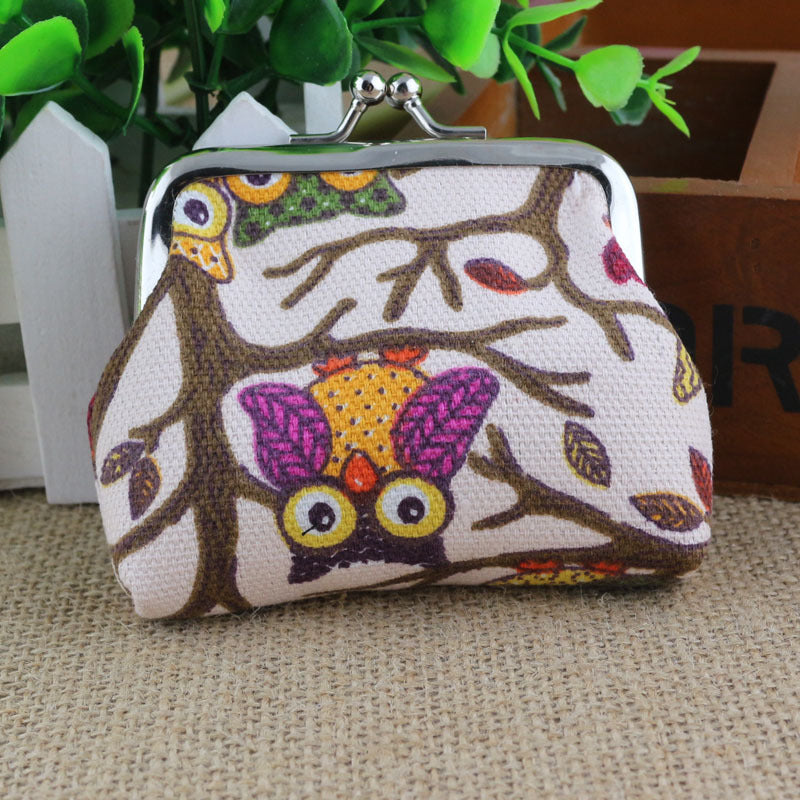 Korean lovely small zero purse lady canvas owl cartoon children coin bag Yiwu small purse wholesale