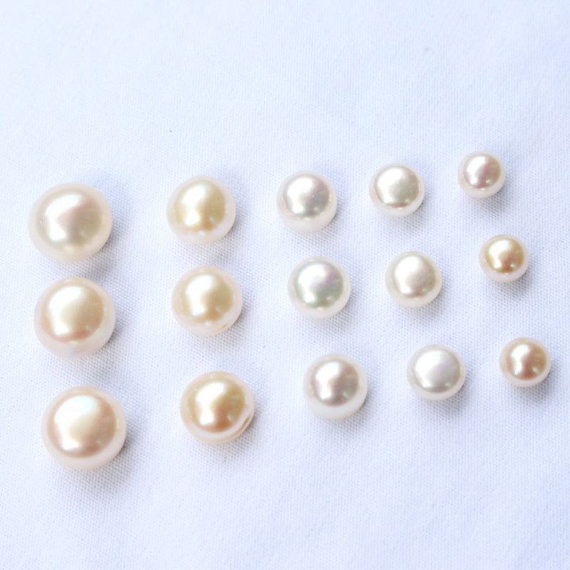 Buy Half-Hole Aurora-Colored Natural Freshwater Flat-Round White Pearls online at Fashionner.