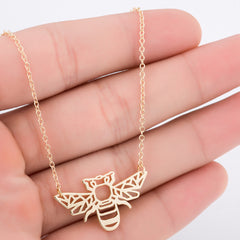Personalized hollow bee necklace