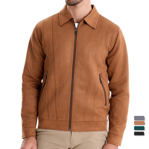Veste à revers zippée mode, automne hiver, manteau en daim uni, vêtements d'extérieur pour hommes