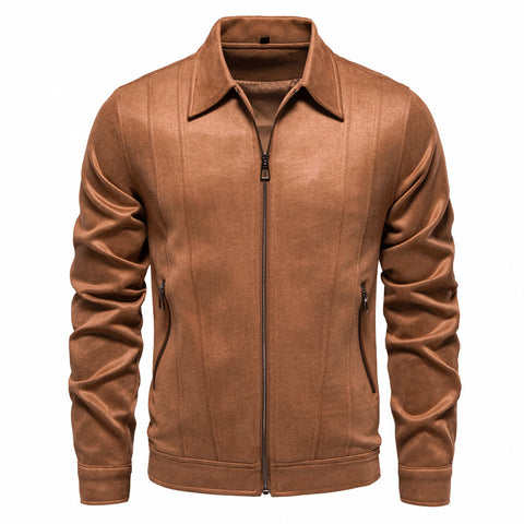 Veste à revers zippée mode, automne hiver, manteau en daim uni, vêtements d'extérieur pour hommes