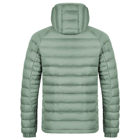 Manteau léger d'hiver à capuche avec poches, veste chaude et portable à fermeture éclair pour homme, vêtements d'extérieur de couleur unie